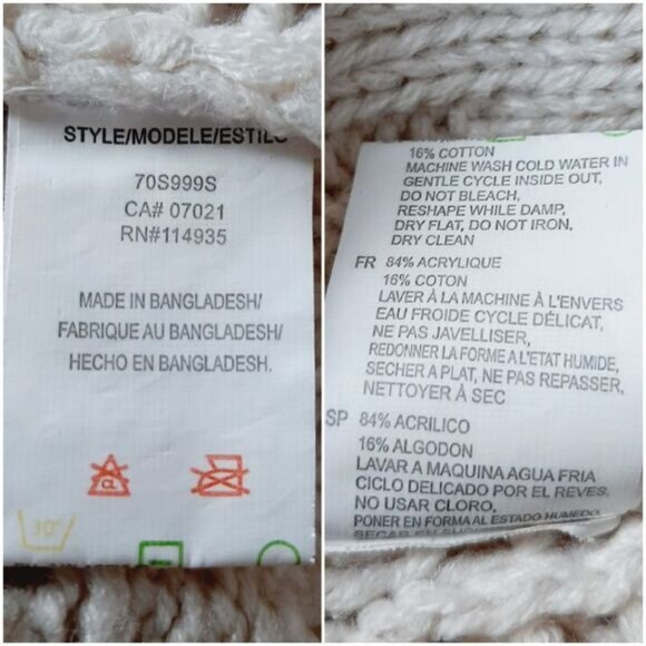 CLOTH by RD Cable Knit Scoop Neck Pullover Knit Sweater Puff Sleeve White Sz XS - Picture 16 of 16